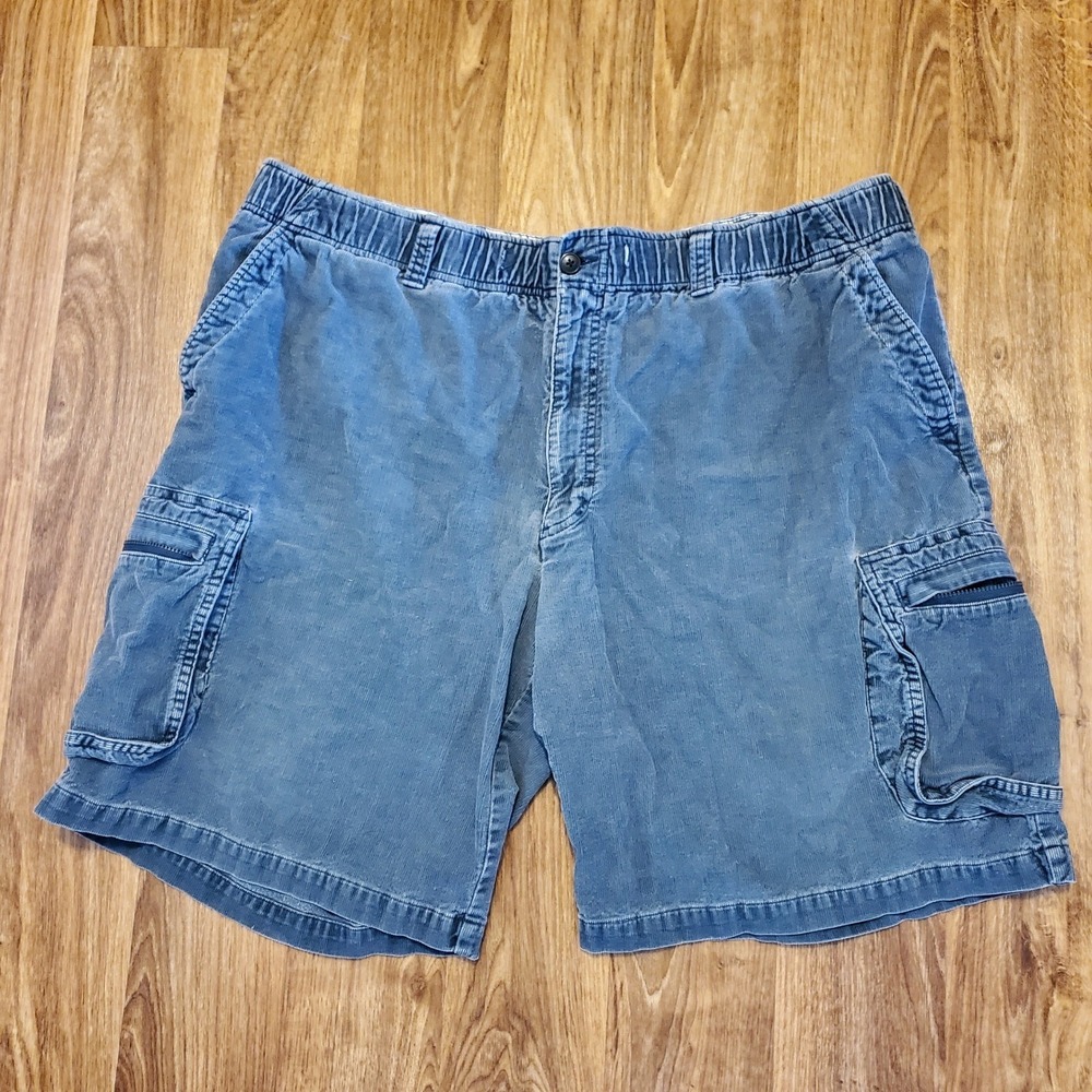 Vintage Ocean Pacific Cargo Shorts Men XL 40 Blue Corduroy Zip Pockets Surf